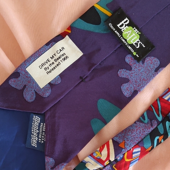 Beatles Vintage Drive My Car Abstract Silk Tie 4" - Picture 5 of 7